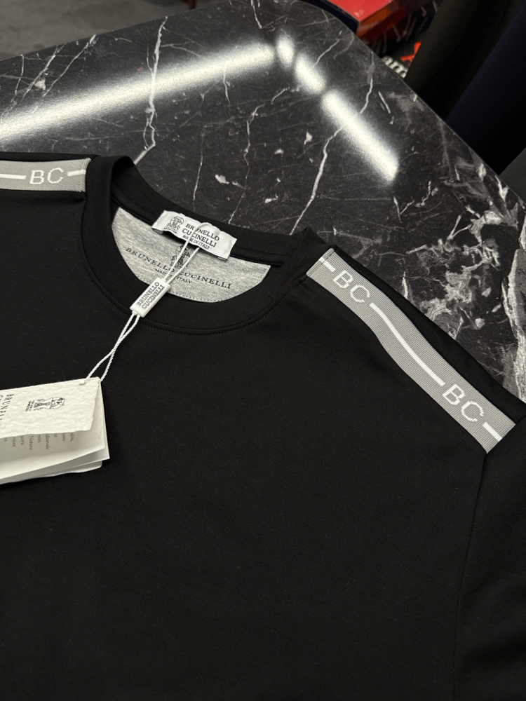 İthal Brunello Cucınelli Omuz Detaylı T-shirt Kırışmayan Kumaş (1987-Siyah)