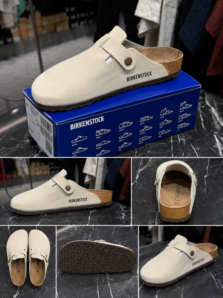 Birkenstock Yeni Sezon Boston Süet Terlik (Ekru)