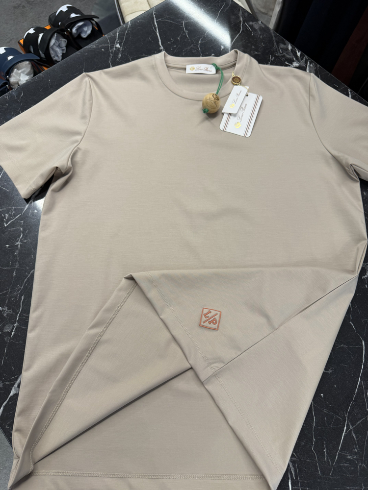 İthal Lora Piana T-shirt Kırışmayan Kumaş (9444-Bej)
