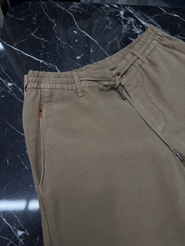 İthal Zegna  Ham Keten Şort (6141-Vizon)