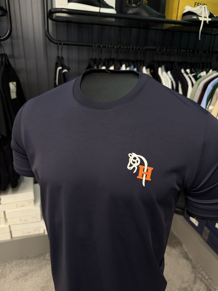 İthal Hermes T-shirt Kırışmayan Kumaş (9449-Lacivert)