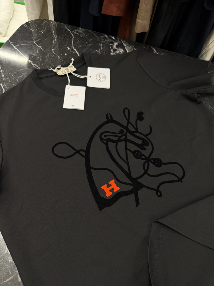 İthal Hermes T-shirt Kırışmayan Kumaş (9448-Siyah)