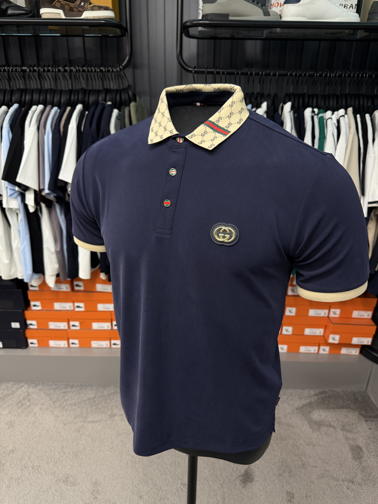 İthal Gucci Polo Yaka  Kırışmayan Kumaş (10074-Lacivert)