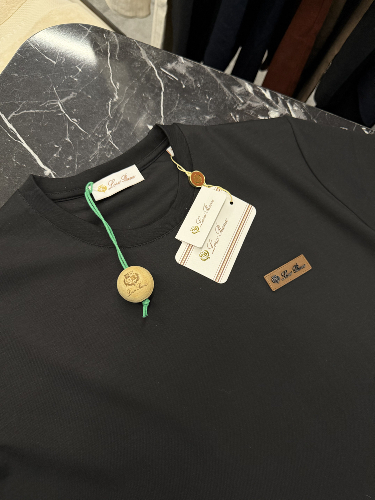İthal Lora Piana T-shirt Kırışmayan Kumaş (9431-Siyah