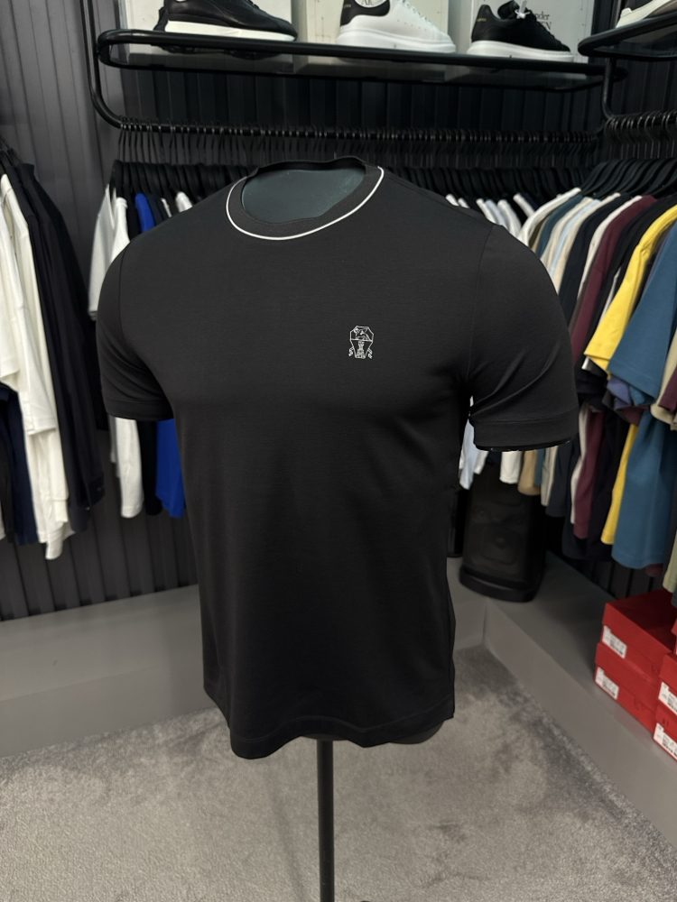 İthal Brunello Cucınelli T-shirt Kırışmayan Kumaş (7214-Siyah)