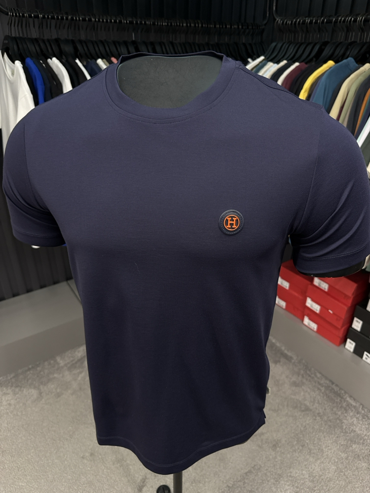 İthal Hermes T-shirt  Kırışmayan Kumaş (15054-Lacivert)