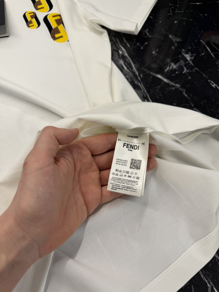 İthal Fendi T-shirt Kırışmayan Kumaş (9447-Beyaz)