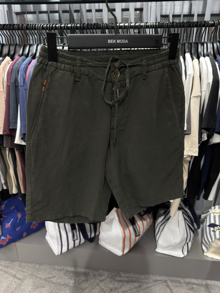 İthal Zegna Ham Keten Şort (6141-Haki)