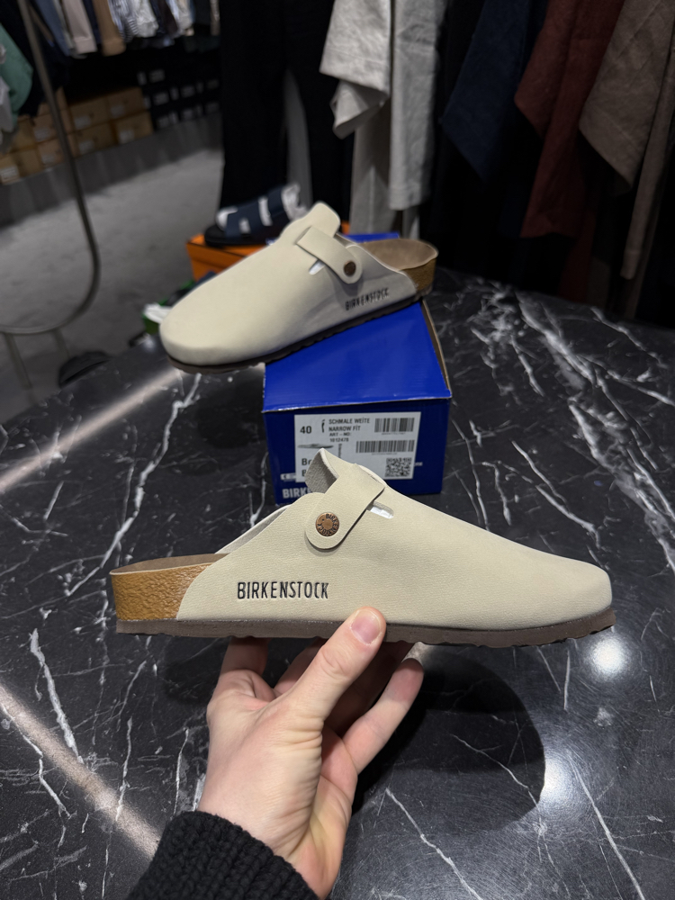 Birkenstock Yeni Sezon Boston Süet Terlik (Ekru)