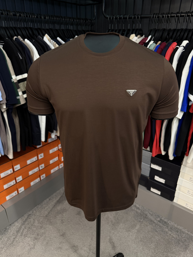 İthal Prada T-shirt Kırışmayan Kumaş (9460-Kahve )