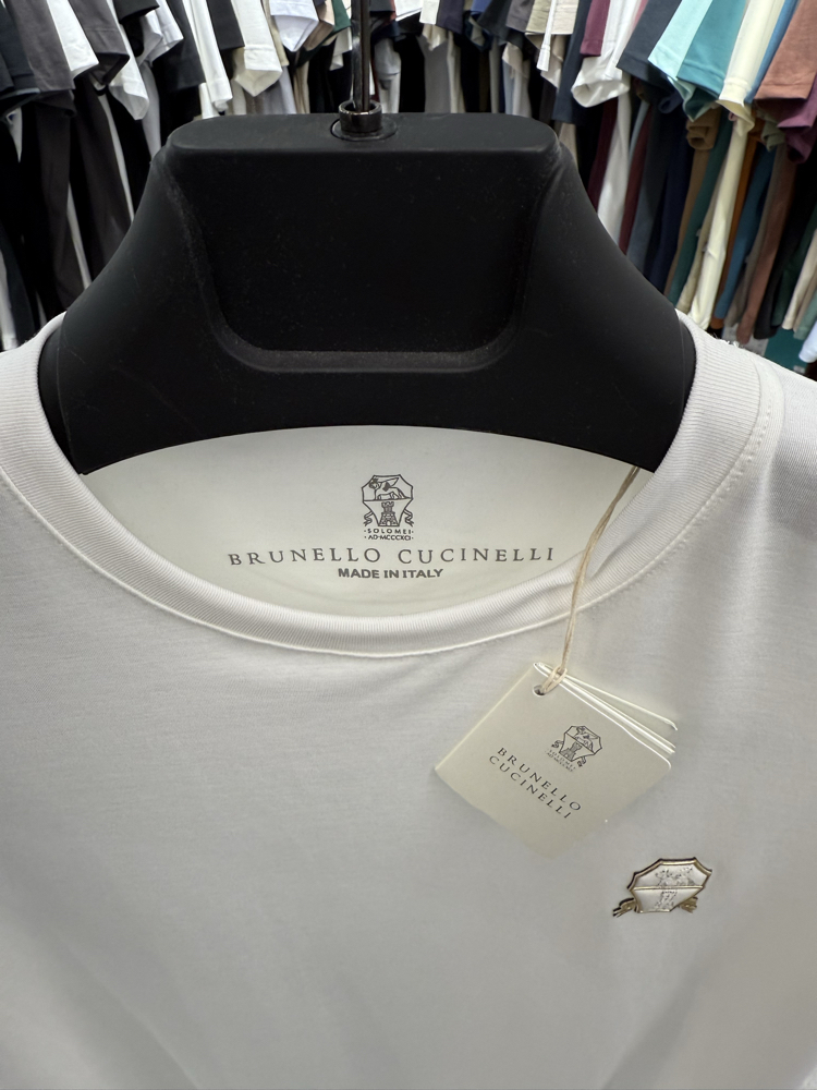 İthal Brunello Cucinelli T-shirt Kırışmayan Kumaş (9462-Beyaz)