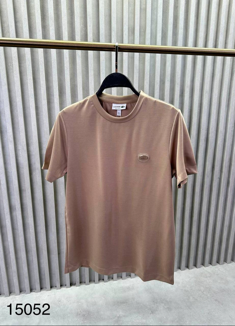 Yeni Demir Logo Modal Kırışmayan Kumaş T-shirt (15052-Bej)