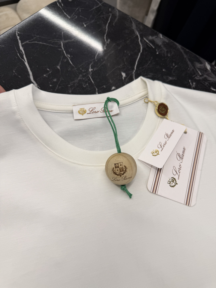 İthal Lora Piana T-shirt Kırışmayan Kumaş (9444-Beyaz)