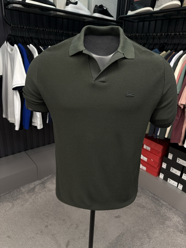 Örme V Triko Polo Yaka (Haki-33036)