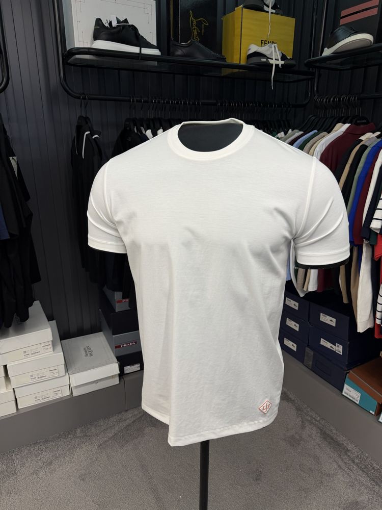 İthal Lora Piana T-shirt Kırışmayan Kumaş (9444-Beyaz)