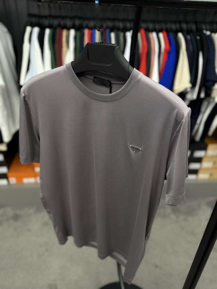 İthal Prada T-shirt Kırışmayan Kumaş (9460-Gri)