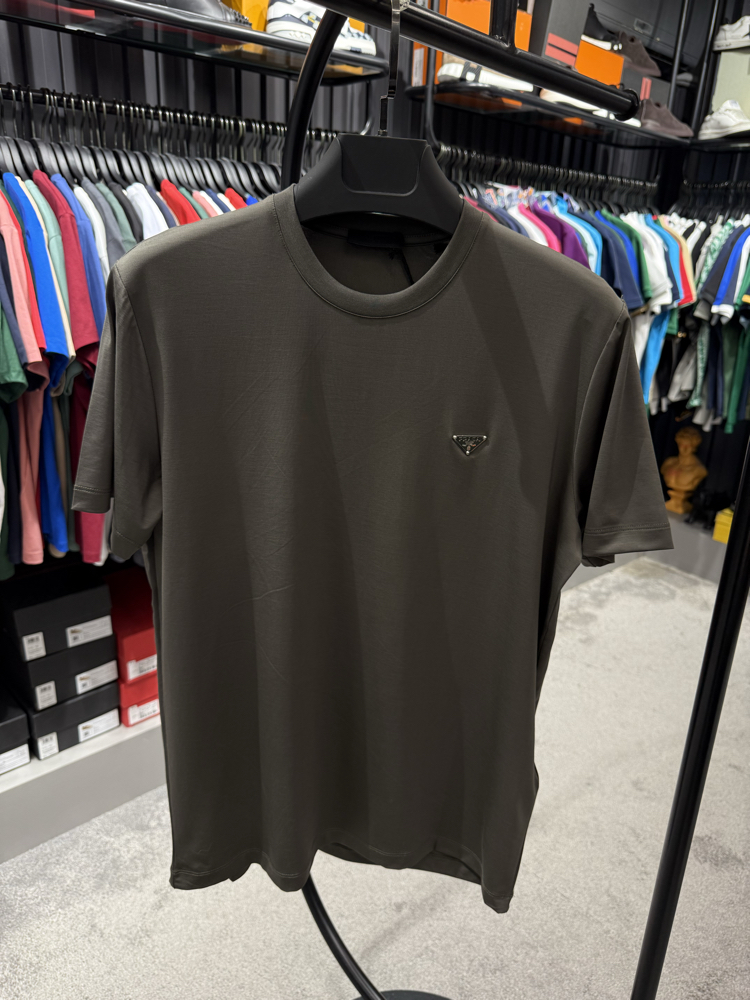 İthal Prada T-shirt Kırışmayan Kumaş (9460-Haki)