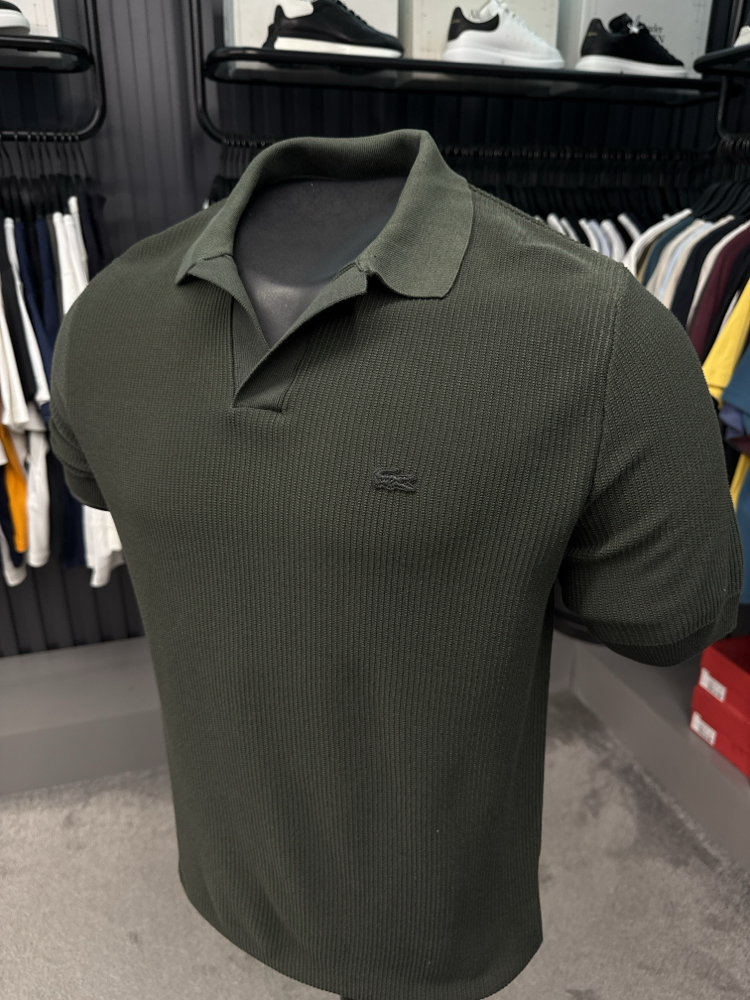 Örme V Triko Polo Yaka (Haki-33036)
