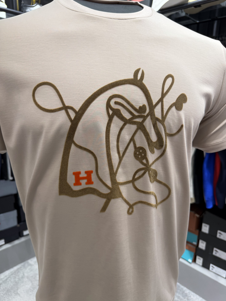 İthal Hermes T-shirt Kırışmayan Kumaş (9448-Bej)