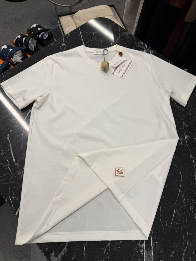 İthal Lora Piana T-shirt Kırışmayan Kumaş (9444-Beyaz)