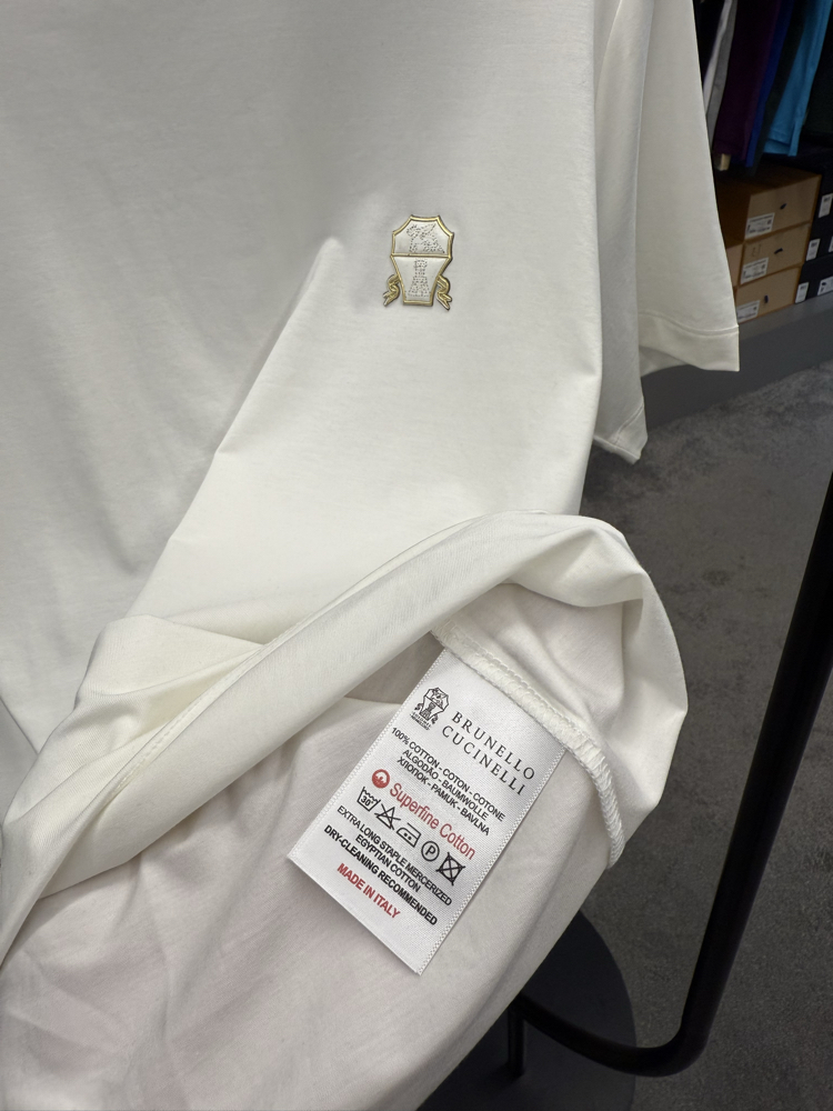 İthal Brunello Cucinelli T-shirt Kırışmayan Kumaş (9462-Beyaz)