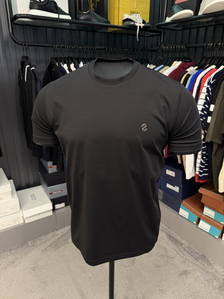 İthal Zegna T-shirt Kırışmayan Kumaş (9461-Siyah)