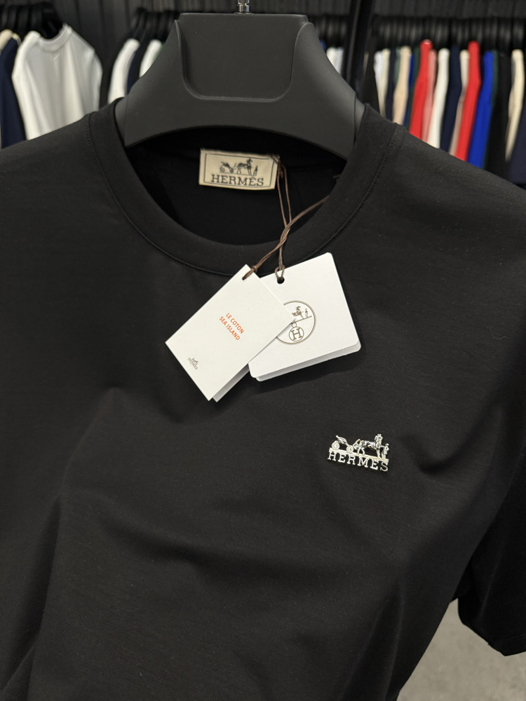 İthal Hermes T-shirt Kırışmayan Kumaş (9420-Siyah)