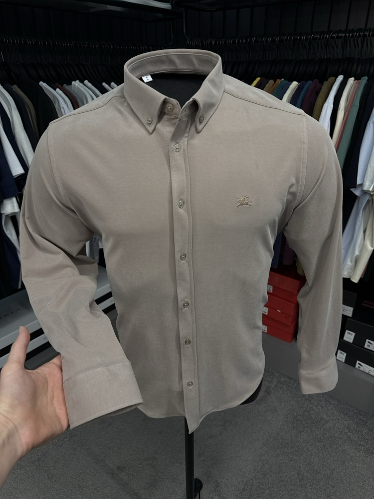 Burberry Yıkamalı Modal Kırışmayan Kumaş Gömlek (3914-Bej)