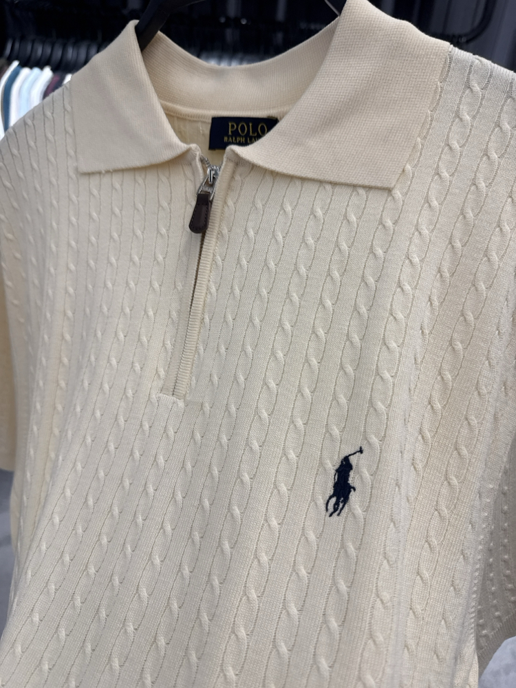 Premium Fermuarlı Triko Polo Yaka (Sarı-5072)
