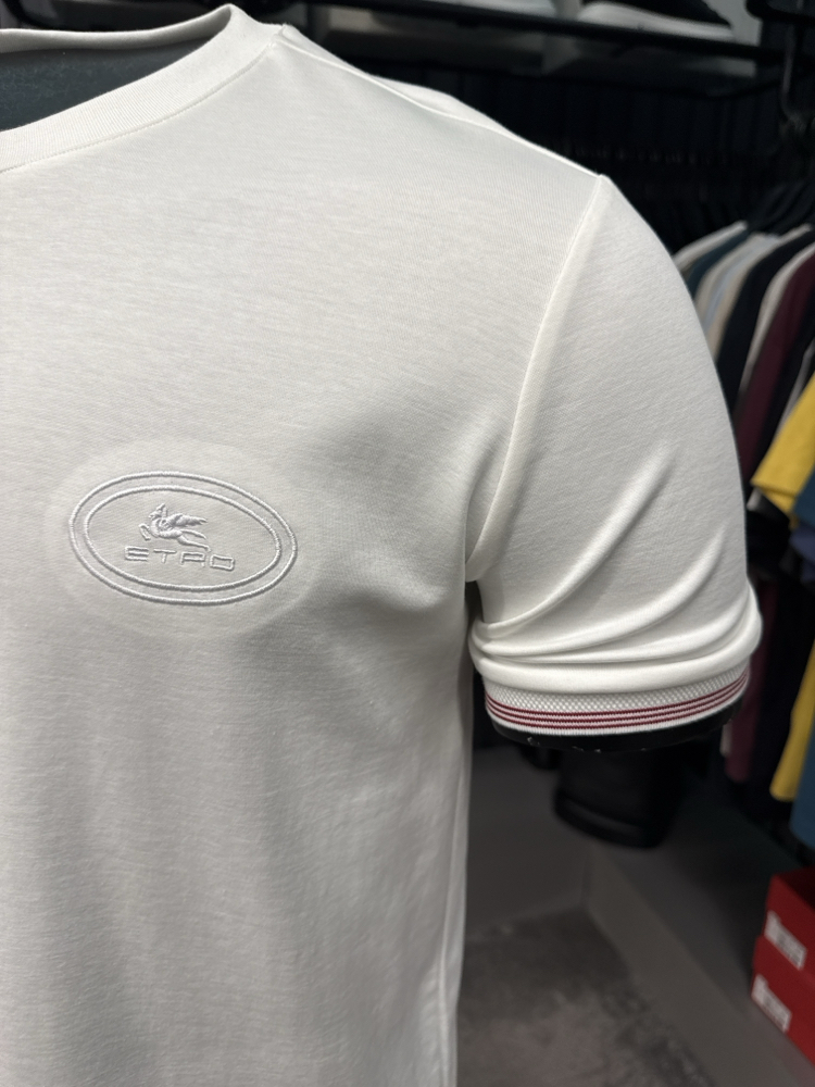 İthal Etro T-shirt Kırışmayan Kumaş (290001-Beyaz)