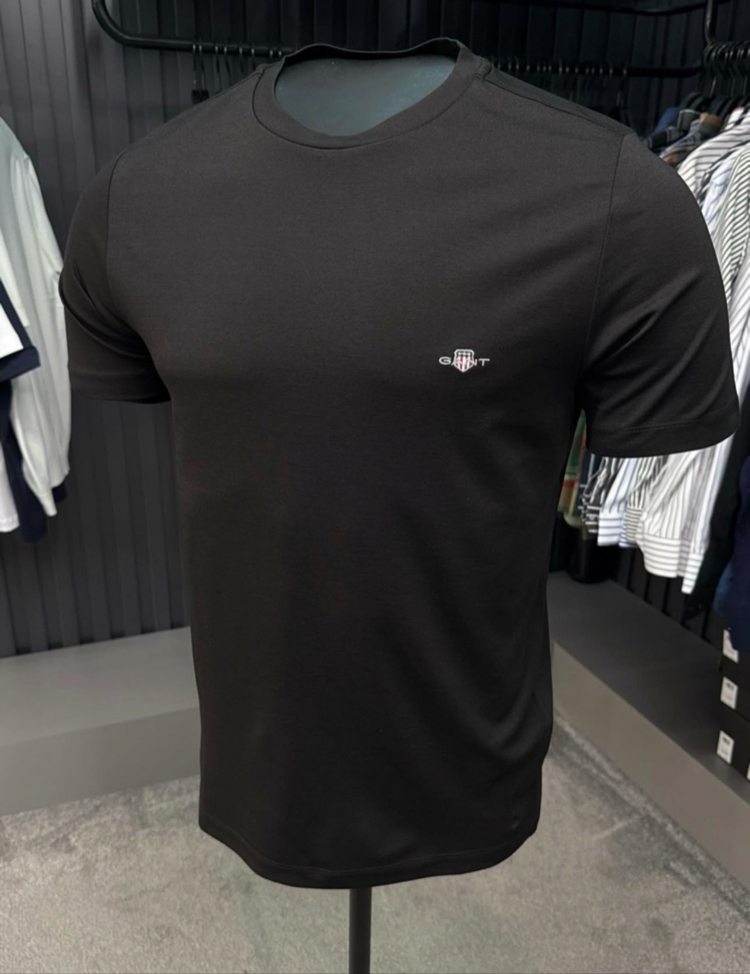 Modal Kırışmayan Kumaş T-shirt  (15048-Siyah)
