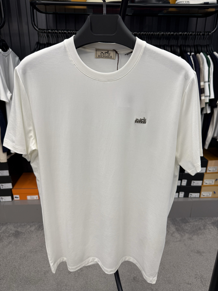 İthal Hermes T-shirt Kırışmayan Kumaş (9420-Beyaz)