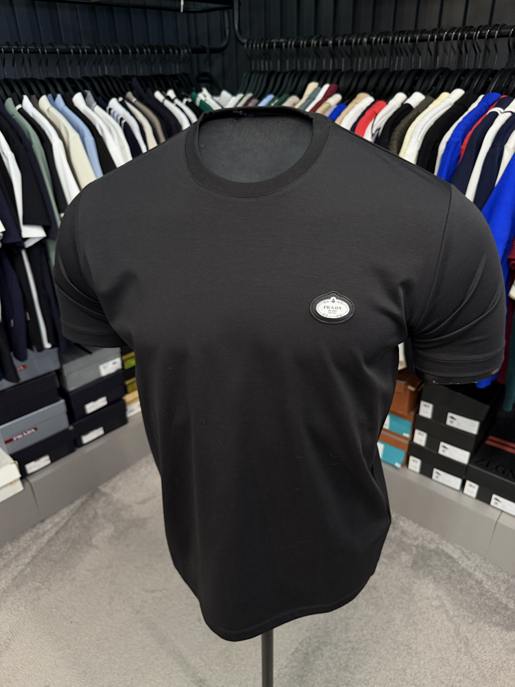 İthal Prada T-shirt Kırışmayan Kumaş (9430-Siyah)