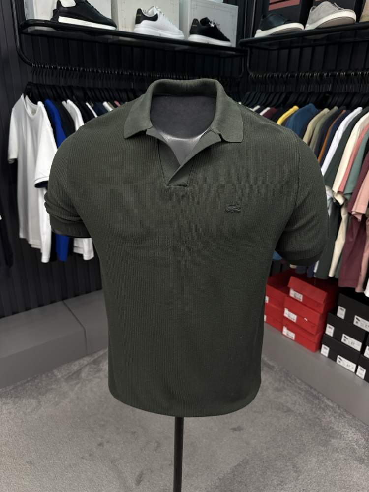 Örme V Triko Polo Yaka (Haki-33036)