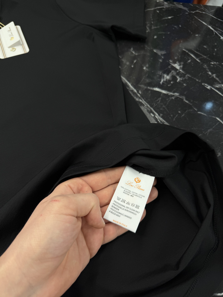 İthal Lora Piana T-shirt Kırışmayan Kumaş (9444-Siyah)