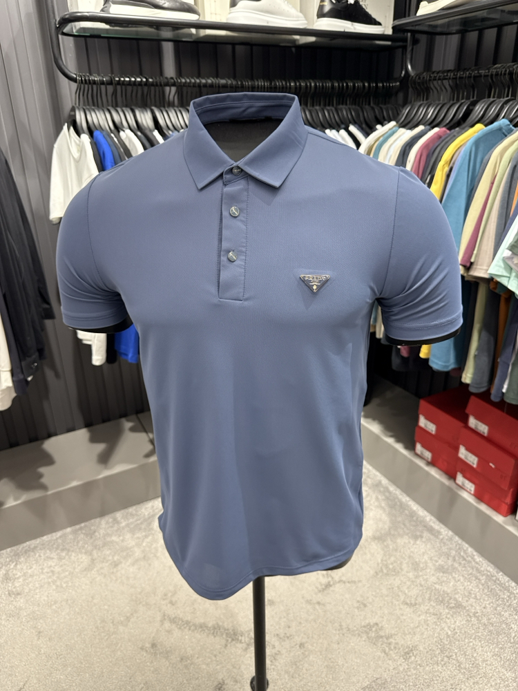 İthal Prada Polo Yaka Kırışmayan Kumaş (10072-Soft Blue)