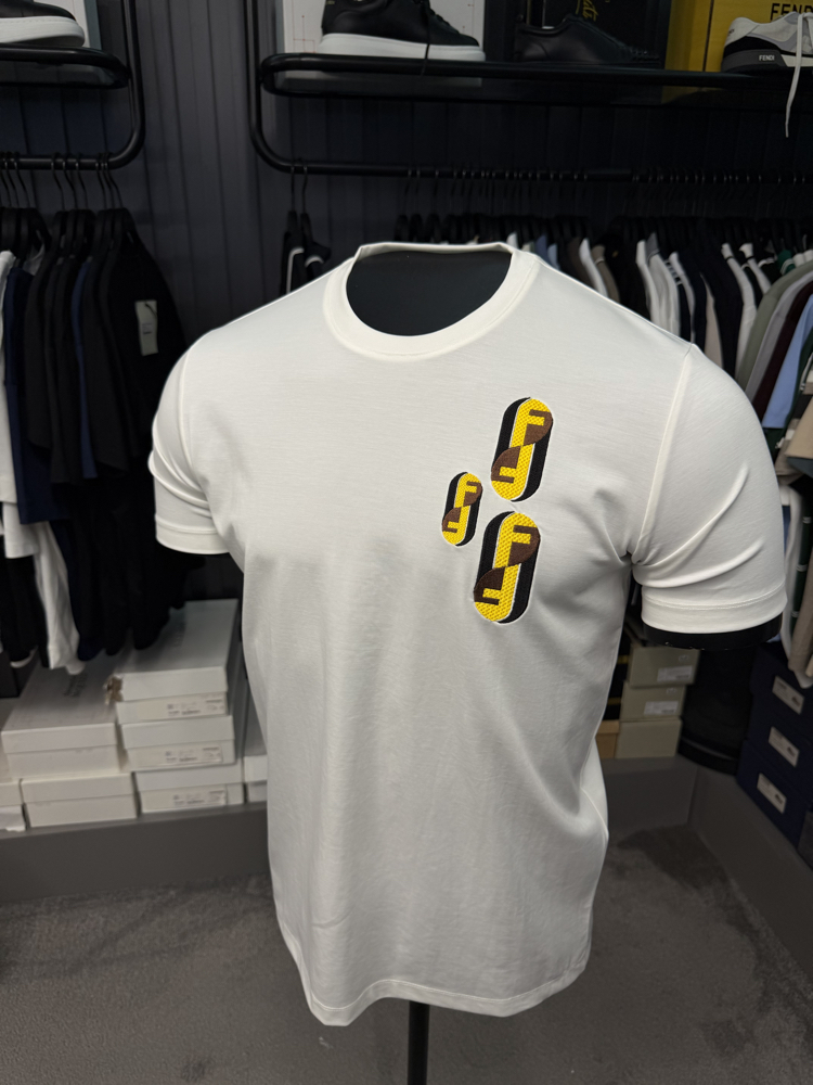 İthal Fendi T-shirt Kırışmayan Kumaş (9447-Beyaz)