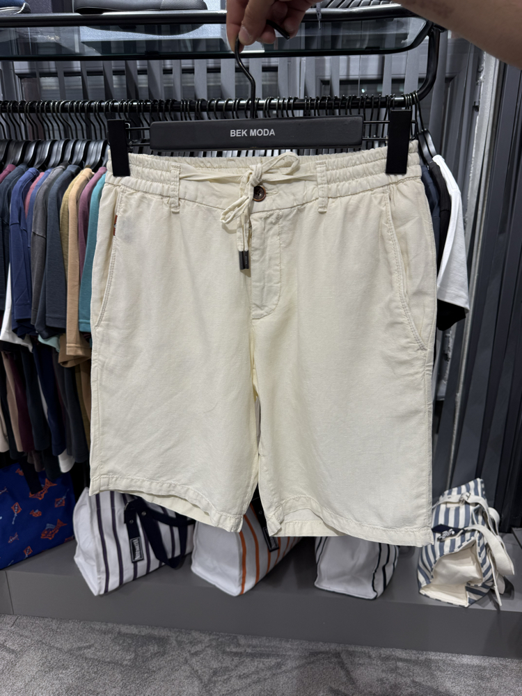 İthal Zegna Ham Keten Şort (6141-Ekru)