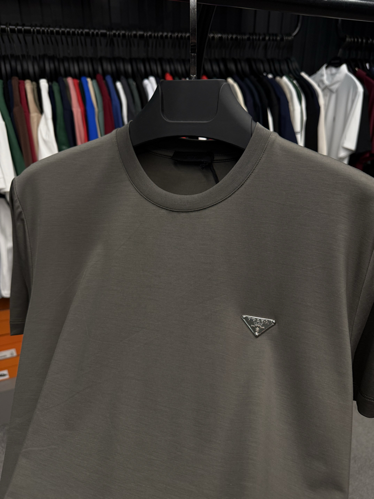 İthal Prada T-shirt Kırışmayan Kumaş (9460-Haki)
