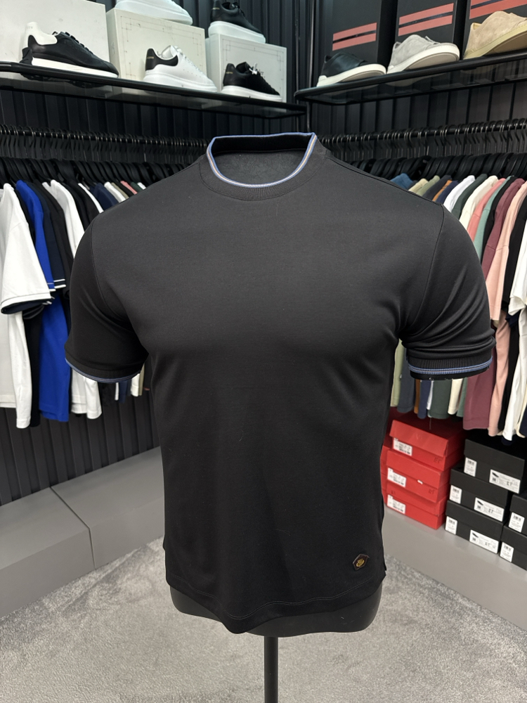 İthal  Loro Piano T-shirt  Kırışmayan Kumaş (0116-Siyah)