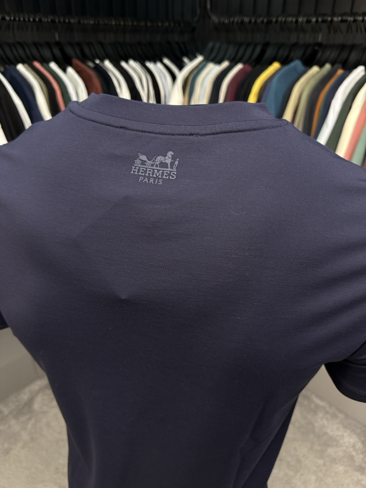 İthal Hermes T-shirt  Kırışmayan Kumaş (15054-Lacivert)