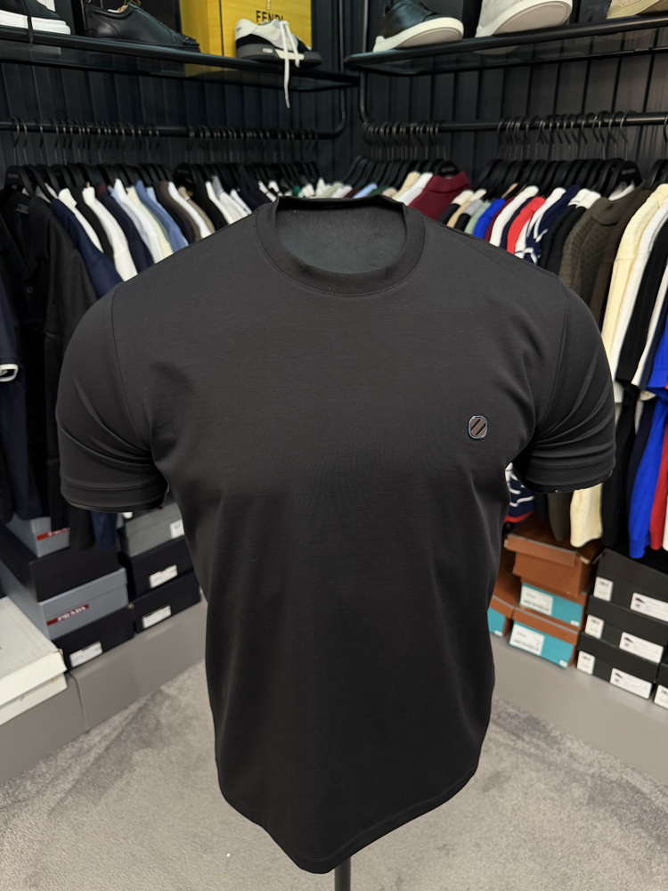 İthal Zegna T-shirt Kırışmayan Kumaş (9461-Siyah)