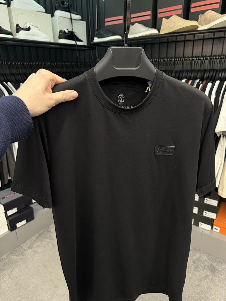 İthal Brunello Cucınelli T-shirt Kırışmayan Kumaş (9450-Siyah)