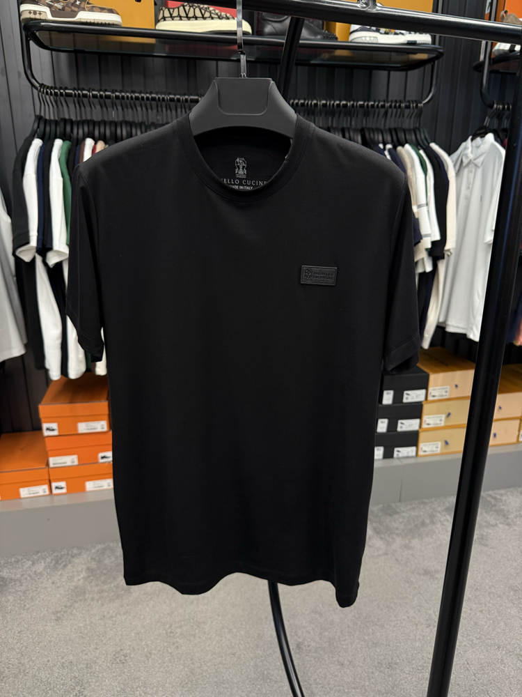 İthal Brunello Cucınelli T-shirt Kırışmayan Kumaş (9450-Siyah)