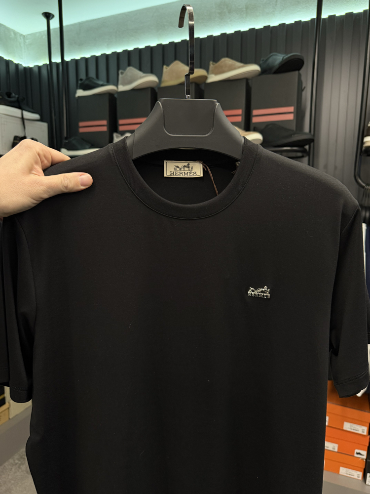 İthal Hermes T-shirt Kırışmayan Kumaş (9420-Siyah)