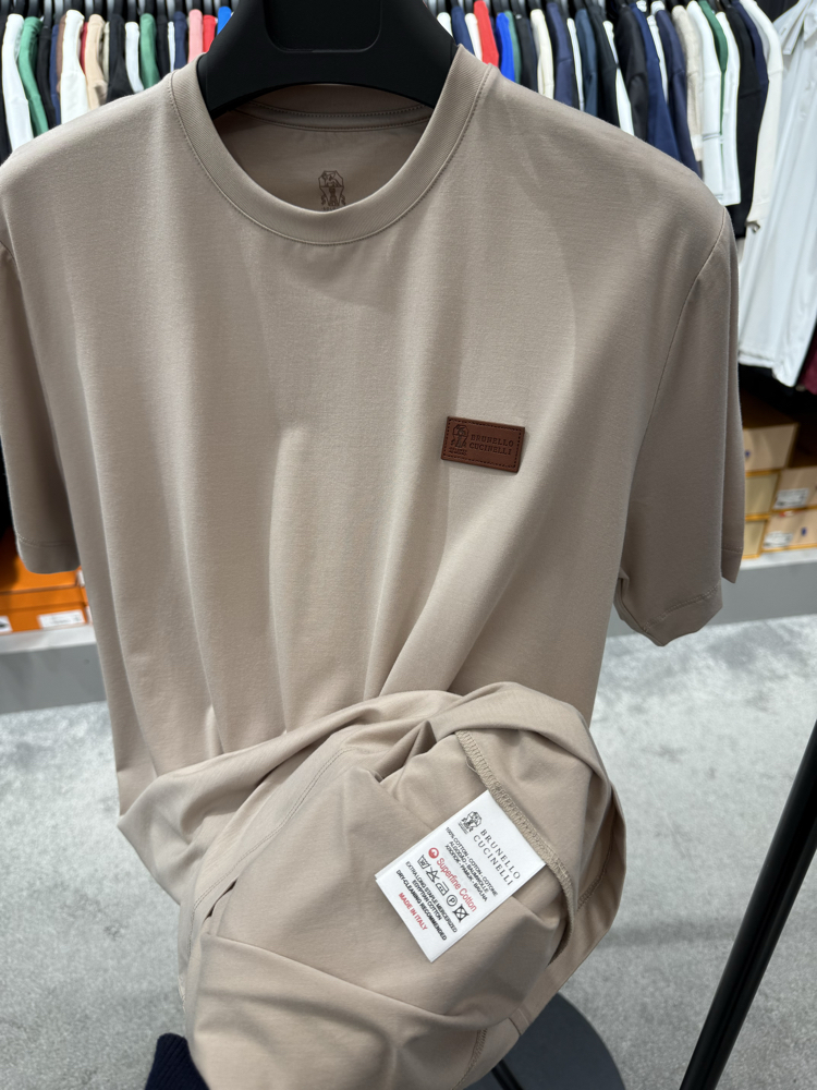 İthal Brunello Cucınelli T-shirt Kırışmayan Kumaş (9450-Vizon)