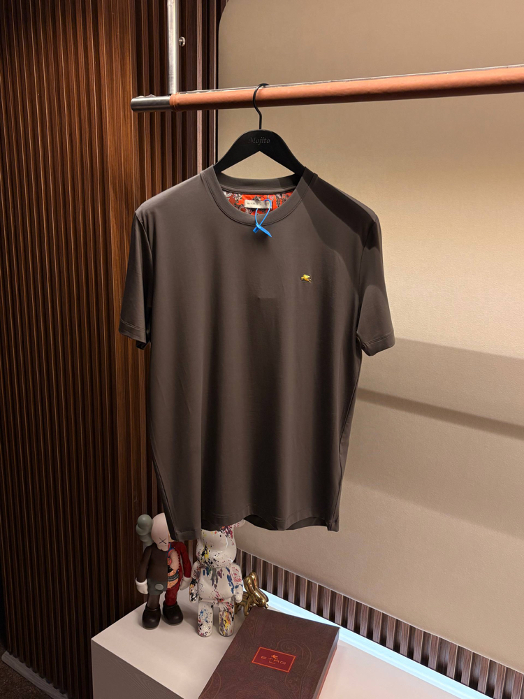 İthal Etro T-shirt Kırışmayan Kumaş (9438-Haki)