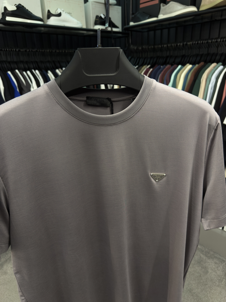 İthal Prada T-shirt Kırışmayan Kumaş (9460-Gri)