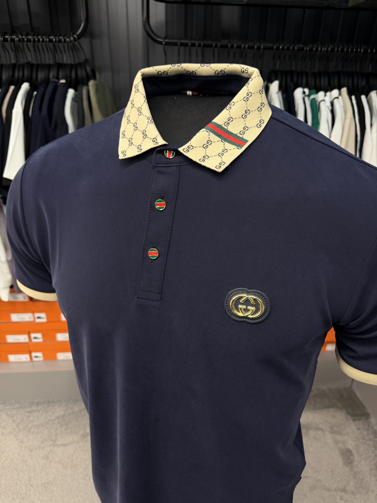 İthal Gucci Polo Yaka  Kırışmayan Kumaş (10074-Lacivert)