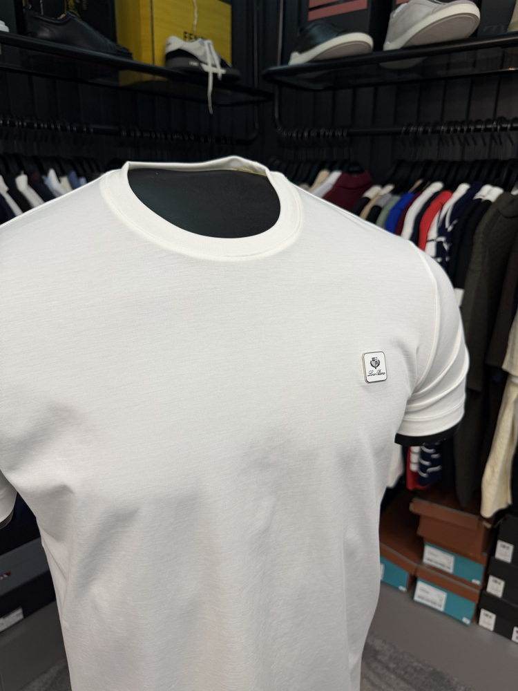 İthal Lora Piana T-shirt Kırışmayan Kumaş (9432-Beyaz)